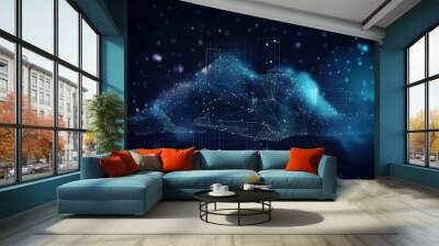 mountain look-a-like graph in colourful lines and black background Wall mural