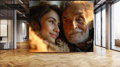 A caring hospice worker spending time with a terminally ill patient Wall mural