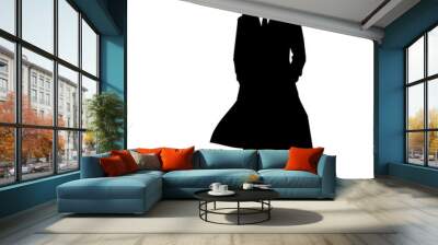 Silhouette man wear long coat and hat Wall mural