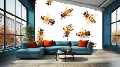 Animated kids bee pattern Wall mural