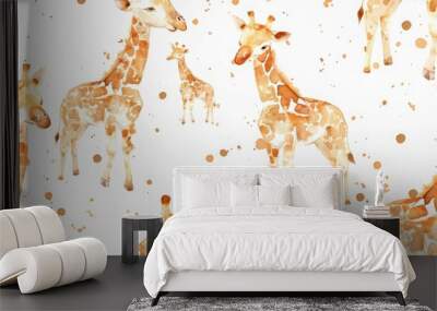 Giraffe illustration pattern Wall mural