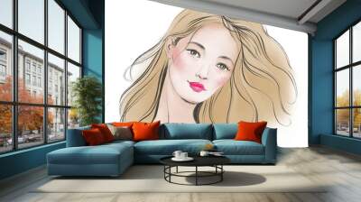 Beautufil woman watercolor illustration fashion style portrait Wall mural