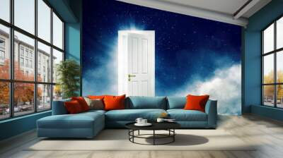 Bright open door on the clouds Wall mural