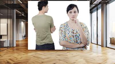 Couple hate each other after quarreling Wall mural