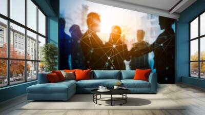 Double exposure of business people talk each other Wall mural