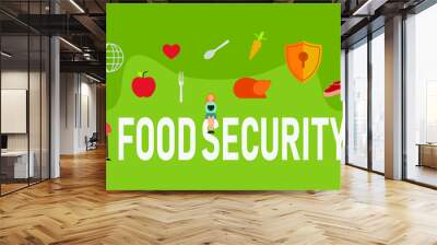 Food security vector concept. Two people using digital device with food security text background Wall mural