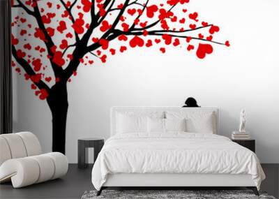 Heart leaves and kissing couple Wall mural