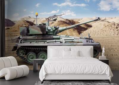 Heavy military tank on the desert Wall mural