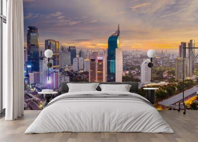 Jakarta cityscape with office buildings at sunrise Wall mural