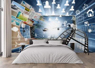 Smartphone and multimedia sharing concept Wall mural