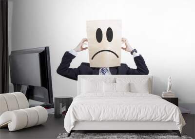 stressful anonymous businessman in office 2 Wall mural