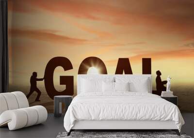 two businessmen and a goal word Wall mural