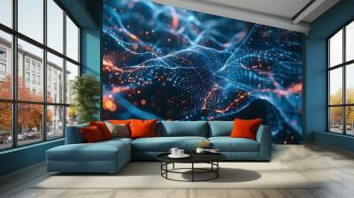  brain connected to the motherboard, abstract future technology concept illustration Wall mural