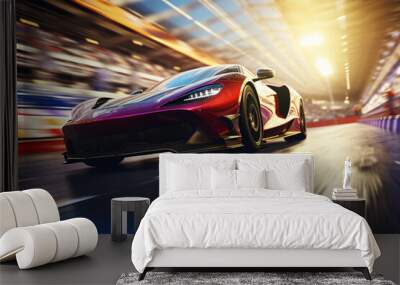 3D rendering of a brand less generic concept race car. Wall mural