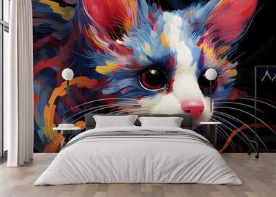 an abstract drawing of a away view for sugar glider with colorful line with mixed pattern colorful background Wall mural