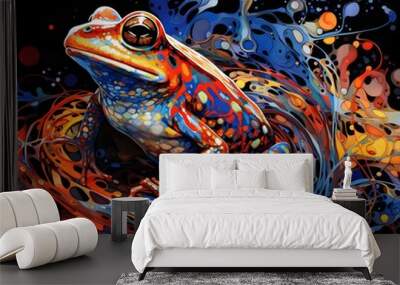 an abstract drawing of a away view for toad with colorful line with mixed pattern colorful background Wall mural