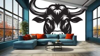 Bull head silhoutte vector style with white background Wall mural