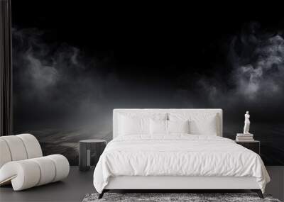 Empty dark background with smoke or fog on the floor Wall mural