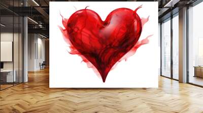 Red heart in transparent background PNG Wall mural