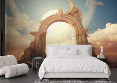 Ancient arched gate in the clouds Wall mural