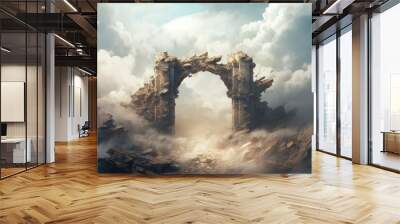 Ancient arched gate in the clouds Wall mural