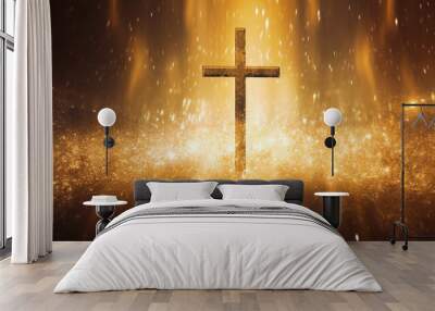 fulgor religious cross in abstract wallpaper Image ai generate Wall mural