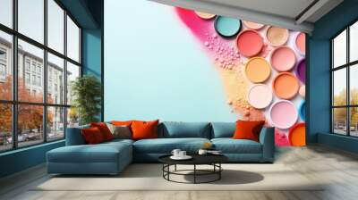 Various makeup products in a colorful background Wall mural