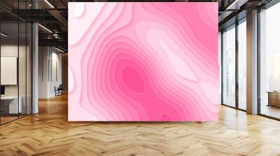 Banner with slime abstract background. Pink paper cut banner with 3D slime abstract background and pink waves layers. Light Pink curve line background pink vector overlap paper layer with white space Wall mural