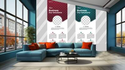 set of corporate rull up banner design template with different colors. Wall mural