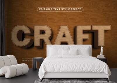 3d wood craft text style effect, editable text effect Wall mural