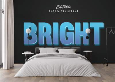 Editable text effect, Bright blue text on layered style effect Wall mural