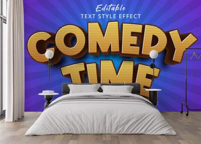 Editable Text Effect, Comedy Time text on cartoon style fancy effect Wall mural