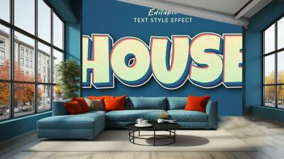 Editable text effect, House text on light color style effect Wall mural