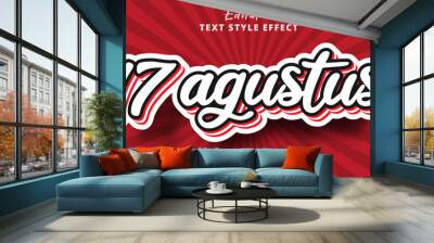 Editable text effect, Indonesia Independence day on layered style text effect Wall mural