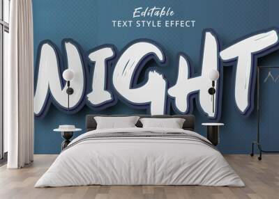 Editable text effect, Night text with simple color combination effect Wall mural