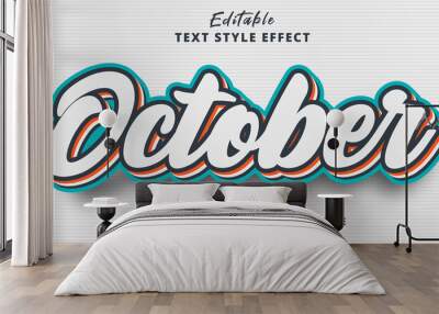 Editable text effect, October text with layered color combination style effect Wall mural