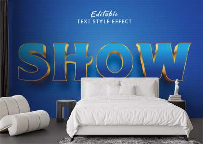 Editable text effect, Show text on light blue bold style effect Wall mural