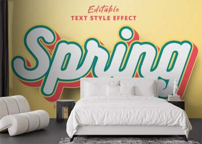 Editable text effect, Spring text on multicolor style effect Wall mural