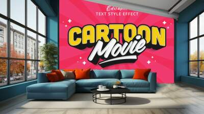 Editable text effect Cartoon Movies 3d cartoon style Wall mural