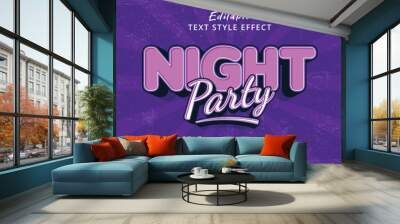 Editable text effect Night Party 3d cartoon style Wall mural