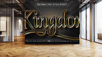 Kingdom text, shiny metallic golden style editable text effect Wall mural