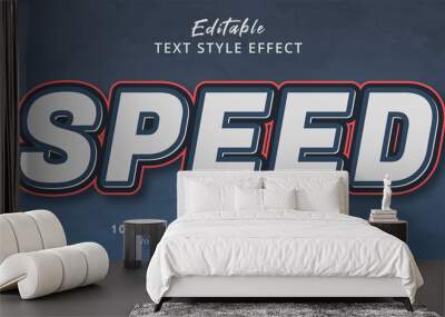 Speed text on racer color style effect, editable text effect Wall mural