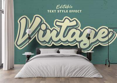 Vintage text on vintage green color text effect, editable text effect Wall mural