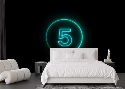 abstract glowing neon count down number illustration background Wall mural