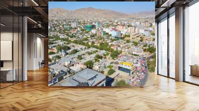 This footage is Kabul City of Afghanistan, building houses, took by drone.	 Wall mural