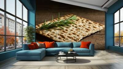 Crackers with Rosemary on Wooden Table Perfect for Culinary Presentation and Gourmet Snack Ideas Wall mural