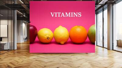 Fruits rich in vitamins colorful arrangement healthy options Wall mural