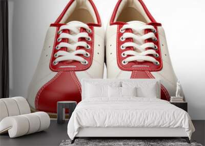 Red and white bowling shoes. Isolated on transparent background. Wall mural