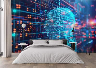 Abstract binary code background. Technology and science concept. Wall mural