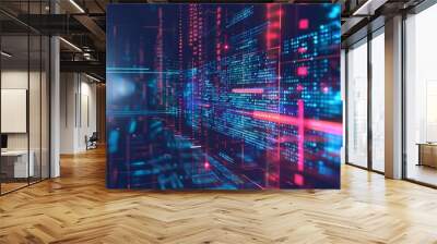 Abstract binary code background. Technology and science concept. Wall mural